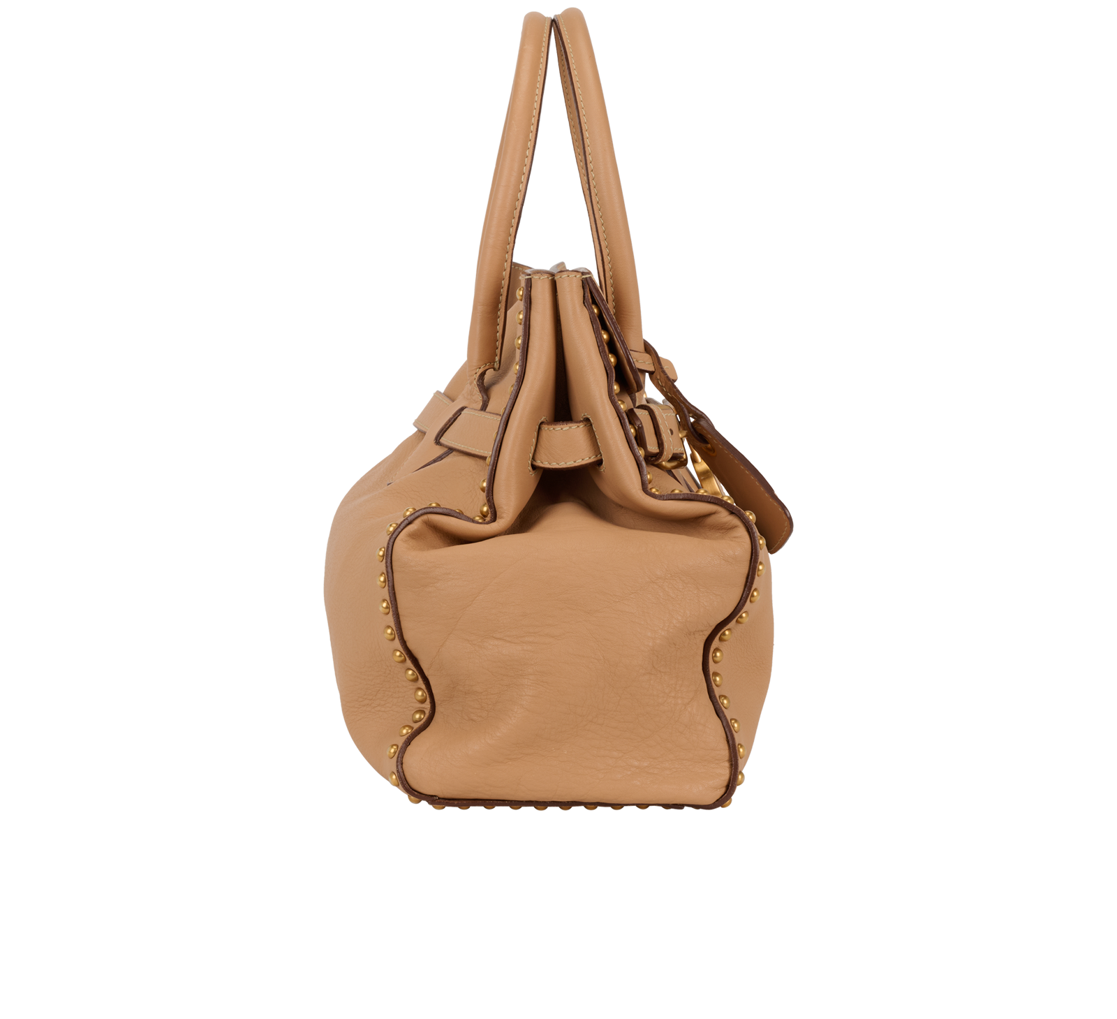 Studded Tote, &pound;550, Handbags, Beige, Leather, Side view